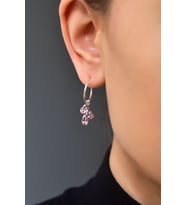 Papatya Silver 925 Ayar Gümüş Rodyum Kaplama Doğum Taşlı Kübik Drop Küpe (Pembe)