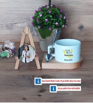 Doktor Kupa Bardak Beyaz ve Fotoğraflı Ahşap Anahtarlık Hediye (Model 8)
