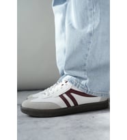 Muggo GARCİA Garantili Unisex Ortopedik Günlük Bağcıklı Yürüyüş Koşu Sneaker Spor Ayakkabı (Beyaz - Bordo)
