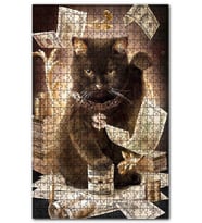 Cakapuzzle Zengin Kedi Desenli Görsel Puzzle Yapboz MDF (Ahşap) (255 Parça)
