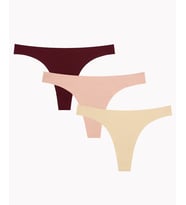 NBB Lazer Kesim Normal 3'lü Paket Tanga (Bordo, Ten, Siyah, Pudra) (Bordo-Pembe)
