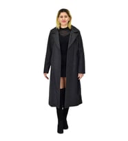 Kadın Balık Sırtı Uzun Kaşe Kaban BGL-ST04116 (Füme)