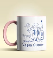 Kişiye Özel Yılın En Başarılı Hemşiresi (Bayan) Tema Turuncu Kupa (Pembe)