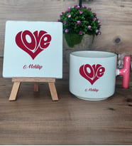 Love Sevgili Hediye Seti Kupa Bardak T Kulplu ve Dekoratif Taş Sevgiliye Sevgililer Günü Hediyesi (Model 4)