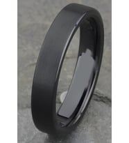 4mm Mat Düz Model Unisex Kadın Erkek Çelik Alyans Yüzük cl35 (Siyah)