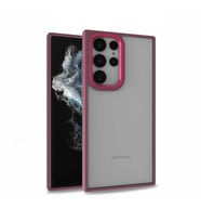 Galaxy S22 Ultra Kılıf Flora Buton,Kenar Çevresi Renkli Kılıf (Kırmızı)