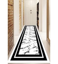 Dijital Baskılı Kaymaz Taban Yıkanabilir Modern Yolluk Ve Koridor Halısı NDU-HY-963 (Beyaz)