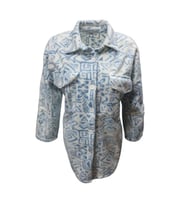 Viya V01076 Kadın Polar Oversize Desenli Düğmeli Hırka - V01076 - Bej - ST01076-Bej-S (Mavi)