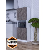 Roma Çok Amaçlı Dolap Kapaklı Bölmeli Mikrodalga Fırın Mutfak Balkon Banyo MDF (Beyaz-Gri)
