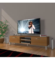 Decoraktiv Eko 140 Mdf Dvd Krom Ayaklı Tv Ünitesi Tv Sehpası (Ceviz)