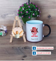 Asker Hediyesi Kupa Bardak Beyaz ve Fotoğraflı Ahşap Anahtarlık Hediye (Model 9)
