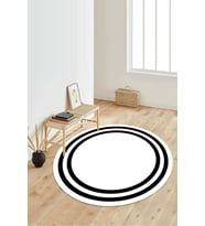 Dijital Baskılı Kaymaz Taban Yıkanabilir Yuvarlak Salon Halısı Koridor Halısı Paspas NDY-HT-534 (Beyaz)