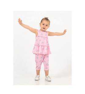 Kız Bebek Tunik Model Alt-Üst Takım (Açık Pembe)