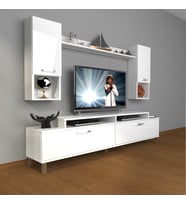 Decoraktiv Ekoflex 5da Mdf Krom Ayaklı Tv Ünitesi Tv Sehpası (Beyaz)