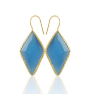 Kadir Jewellery 22 Ayar Altın Kaplama Vintage Küpe -El İşçiliği Ve Hipoalerjenik Küpe (Koyu Mavi)
