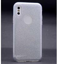 Uyumlu Model Apple iPhone X Kılıf Simli Parlak Shining Kapak (Gümüş)