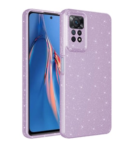 Xiaomi Redmi Note 12 Pro 4G Kılıf Kamera Korumalı Simli Lüks Işıltılı Silikon (Lila)