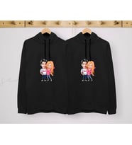 BK Gift Kişiye Özel Sevgililer Karikatürlü İkili Siyah Sweatshirt Seti, Sevgililer Hediye, Çift Hediyesi, Yıl Dönümü Hediyesi, Kişiye Özel Sweatshirt (Model 5)