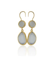 Kadir Jewellery 22 Ayar Altın Kaplama Kadın Taşlı Küpe -El İşçiliği Ve Hipoalerjenik Küpe (Gri)