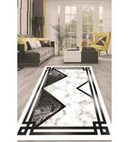 Dijital Kaymaz Taban Yıkanabilir Modern Renkli Salon Halısı Mutfak Halısı Yolluk ND-HT-1084 (Beyaz)