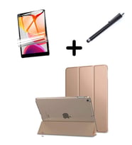 iPad Mini 1 2 3 Kılıf Set PU Deri Smart Tablet Kilifi Ekran Koruyucu + Kalem (Gold)