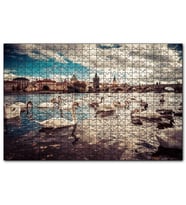 Cakapuzzle Prag Charles Köprüsü ve Kuğular  Puzzle Yapboz MDF (Ahşap) (255 Parça)
