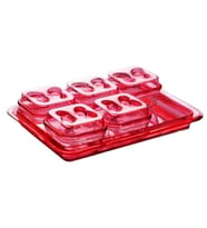 Moonstar Tepsili Kahvaltılık Set Tepsili 6 Parça-KS-825 (Kırmızı)