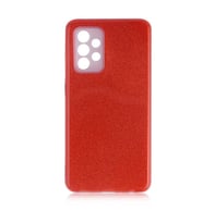 Galaxy A72 Kılıf Simli Renkli Silikon (Kırmızı)