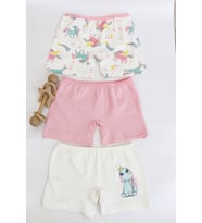 Kız Çocuk Pamuklu Baskılı Desen 3'lü Paket Boxer (Çok Renkli)