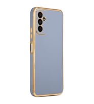 Samsung Galaxy M23 Kılıf Kenarları Gold Kamera Korumalı Renkli Pastel Silikon Siyah BARK (Mavi)
