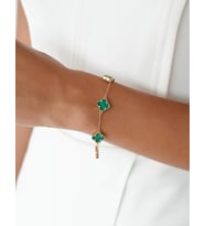 VAN CLEEF BİLEKLİK GOLD RENK YONCA BİLEKLİK RENKLİ TAŞLI 925 AYAR GÜMÜŞ BİLEKLİK (Gold)