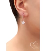 ÇİÇEK MODEL TAŞLI KÜPE SALLANTILI GOLD - ROSE VE GÜMÜŞ RENK 925 AYAR GÜMÜŞ KÜPE (Rose)