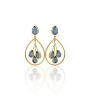 Kadir Jewellery 22 Ayar Altına Kaplama Kadın Sallantılı Küpe -El İşçiliği Ve Hipoalerjenik Küpe (Gece Mavisi)