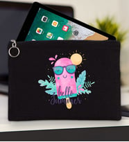 BK Gİft Yaz Temalı-5 Tablet Çantası 30x21cm(12 Renk Seçeneği), Ipad Çantası, Baskılı Tablet Kılıfı (Siyah)