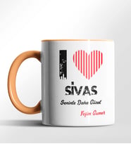 Kişiye Özel Sivas Seninle Daha Güzel Tema Siyah Renk Kupa (Turuncu)