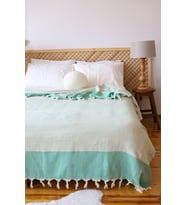HAZAL Çift Kişilik %100 Pamuk Peştemal Pike (Nokta-Safir Desenli) (Yeşil)