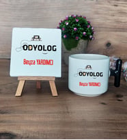 Odyolog Hediye Seti Kupa Bardak T Kulplu ve Dekoratif Taş Tıp Bayramı Hediyesi (Model 6)