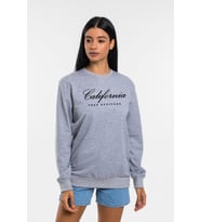 Kadın Bisiklet Yaka Regular Kalıp İnce Californıa  Baskılı Sweatshırt SPR24SWK125 ( Gri-Melanj)