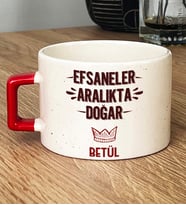 Kişiye Özel Efsaneler Aralıkta Doğar Hediye Lüks Fincan Doğum Günü Hediyesi (Kırmızı)
