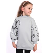 Toontoy Kız Çocuk Baskılı Balon Kol Sweatshirt (Yeşil)