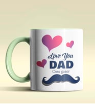Kişiye Özel Love You Dad Tasarımlı Siyah Kupa Bardak (Yeşil)