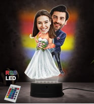 Doğum Günü Hediyesi,Sevgiliye Hediye, Kişiye Özel Fotoğraflı En Mutlu Gelin Damat Karikatür 3D Led Lamba (RGB)