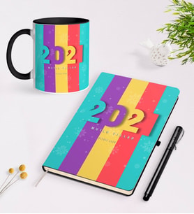 BK Gift Kişiye Özel 2024 Mutlu Yıllar Beyaz Defter Kalem ve Kupa Seti-8 (Model 2)
