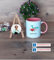 Hemşire Kupa Bardak Beyaz ve Fotoğraflı Ahşap Anahtarlık HediyeTıp Bayramı Hediyesi Hemşireler Günü Hediyesi (Model 6)