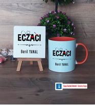 Eczacı Dekoratif Taş, Kupa Bardak Kırmızı Hediye (Model 12)