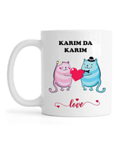 Kocam da Kocam &  Karım da Karım yazılı Beyaz Kupa Bardak (Tip 2)--(1 Adet) (Beyaz - Pembe - Gri)