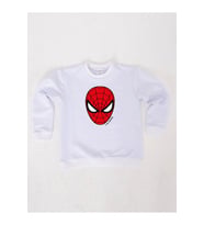 Spiderman baskılı örümcek adam pamuklu kumaş çocuk sweatshirt (Beyaz)