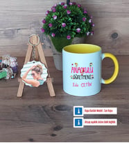 Anaokulu Öğretmeni Kupa Bardak Beyaz ve Fotoğraflı Ahşap Anahtarlık Hediye Öğretmenler Günü Hediyesi (Model 7)