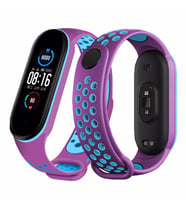 Xiaomi Mi Band 5 / 6 Kordon Delikli Spor Kordon (Mor-Mavı)