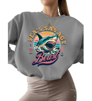 3 iplik şardonlu Bej Sweatshirt bisiklet yaka kadın Sweatshirt erkek kalın unisex Kızgın (Gri)